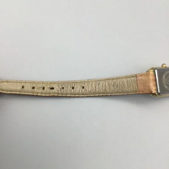 Vintage Guess Watch Women 20mm Gold Tone Tank 1993 Leather Band New Battery - Picture 10 of 13